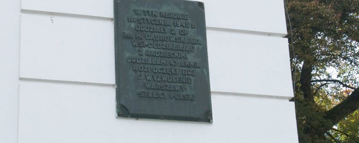 A Plaque commemorating the Battle of Warsaw in January 1945. Palace of the Polish Academy of Sciences in Jabłonna.