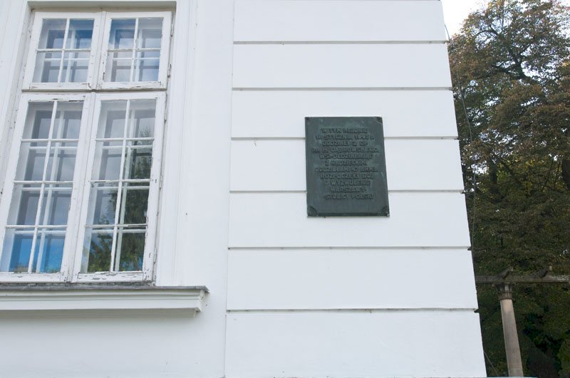 A Plaque commemorating the Battle of Warsaw in January 1945. Palace of the Polish Academy of Sciences in Jabłonna.